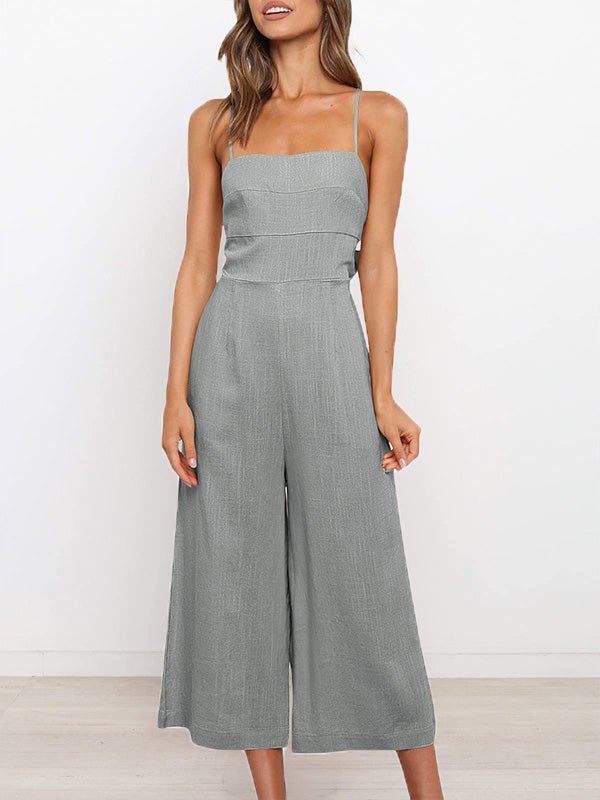 Women's Jumpsuits Solid Sling Open Back Sleeveless Jumpsuit - Jumpsuits - Instastyled | Online Fashion Free Shipping Clothing, Dresses, Tops, Shoes - 30-40 - 30/05/2022 - Bottoms