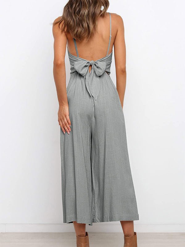 Women's Jumpsuits Solid Sling Open Back Sleeveless Jumpsuit - Jumpsuits - Instastyled | Online Fashion Free Shipping Clothing, Dresses, Tops, Shoes - 30-40 - 30/05/2022 - Bottoms