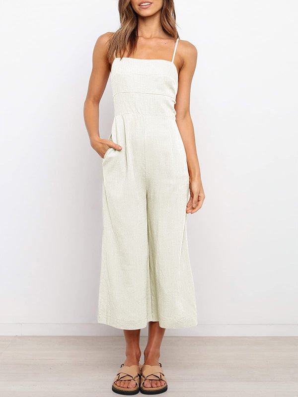 Women's Jumpsuits Solid Sling Open Back Sleeveless Jumpsuit - Jumpsuits - Instastyled | Online Fashion Free Shipping Clothing, Dresses, Tops, Shoes - 30-40 - 30/05/2022 - Bottoms