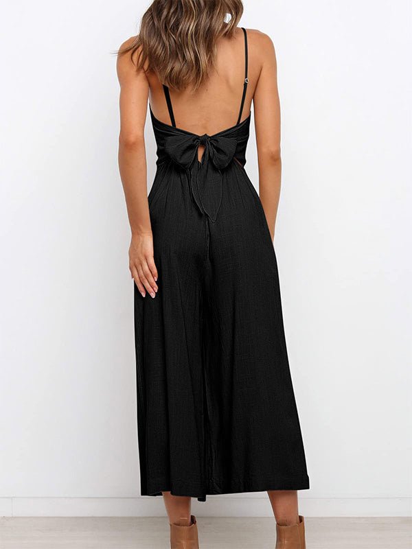 Women's Jumpsuits Solid Sling Open Back Sleeveless Jumpsuit - Jumpsuits - Instastyled | Online Fashion Free Shipping Clothing, Dresses, Tops, Shoes - 30-40 - 30/05/2022 - Bottoms