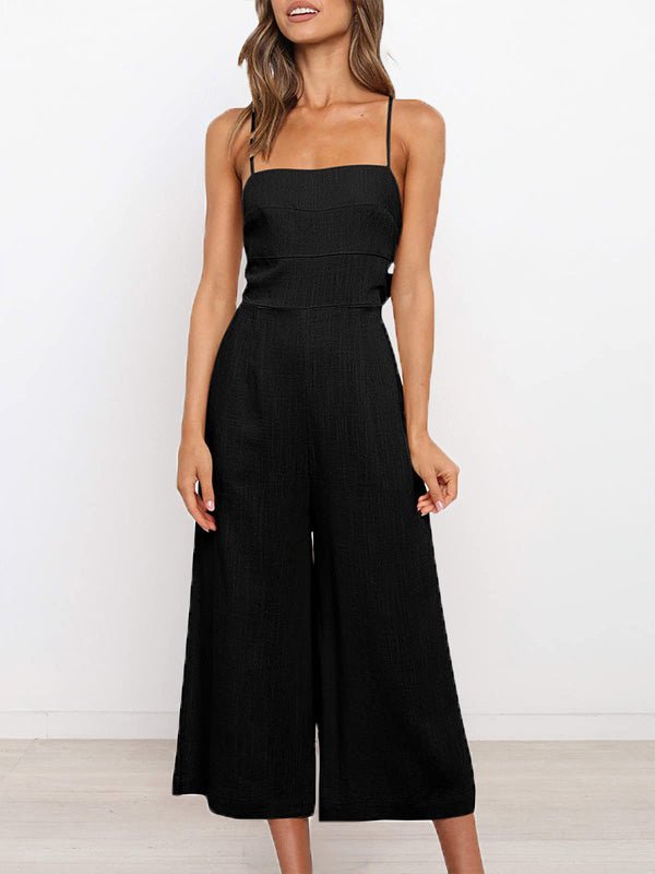 Women's Jumpsuits Solid Sling Open Back Sleeveless Jumpsuit - Jumpsuits - Instastyled | Online Fashion Free Shipping Clothing, Dresses, Tops, Shoes - 30-40 - 30/05/2022 - Bottoms