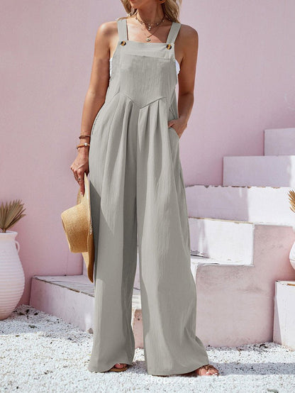 Women's Jumpsuits Solid Sling Pocket Wide-Leg Jumpsuit - Jumpsuits - Instastyled | Online Fashion Free Shipping Clothing, Dresses, Tops, Shoes - 12/07/2022 - Bottoms - Color_Black