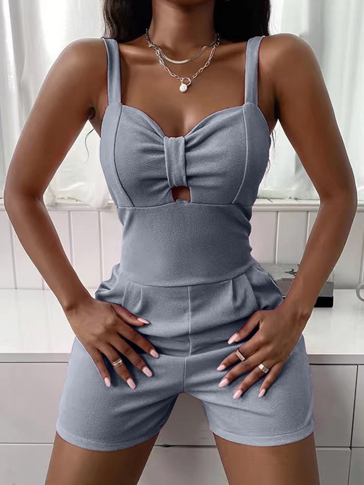 Women's Jumpsuits Solid V-Neck Slim Fit Sports Jumpsuit - Jumpsuits & Rompers - Instastyled | Online Fashion Free Shipping Clothing, Dresses, Tops, Shoes - 11/01/2022 - 20-30 - Bottoms