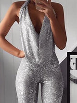 Women's Jumpsuits Sparkling Beads Deep V-Neck Sleeveless Jumpsuit - Jumpsuits & Rompers - Instastyled | Online Fashion Free Shipping Clothing, Dresses, Tops, Shoes - 30/12/2021 - Bottoms - color-one-set5-pcs
