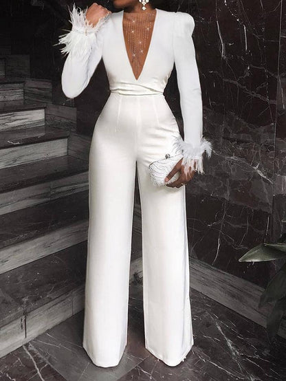 Women's Jumpsuits Stretch Mesh Stitching Long Sleeve Skinny Jumpsuit - Jumpsuits & Rompers - INS | Online Fashion Free Shipping Clothing, Dresses, Tops, Shoes - 25/10/2021 - 40-50 - Bottoms