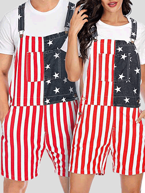 Women's Jumpsuits Striped Star Print Couple Pocket Jumpsuit - Jumpsuits - Instastyled | Online Fashion Free Shipping Clothing, Dresses, Tops, Shoes - 01/06/2022 - 40-50 - Bottoms