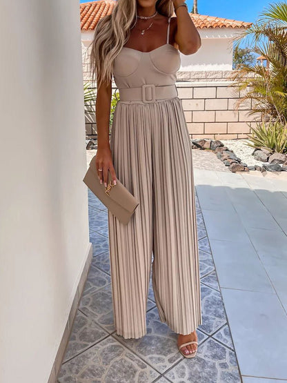 Women's Jumpsuits Suspender Pleated Sleeveless Jumpsuit - Jumpsuits - Instastyled | Online Fashion Free Shipping Clothing, Dresses, Tops, Shoes - 16/05/2022 - 40-50 - Bottoms