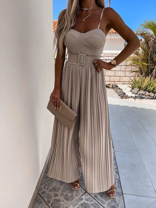 Women's Jumpsuits Suspender Pleated Sleeveless Jumpsuit - Jumpsuits - Instastyled | Online Fashion Free Shipping Clothing, Dresses, Tops, Shoes - 16/05/2022 - 40-50 - Bottoms