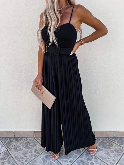 Women's Jumpsuits Suspender Pleated Sleeveless Jumpsuit - Jumpsuits - Instastyled | Online Fashion Free Shipping Clothing, Dresses, Tops, Shoes - 16/05/2022 - 40-50 - Bottoms