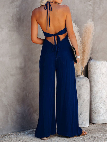 Women's Jumpsuits Suspender U-Neck Backless Wide-Leg Jumpsuit - Jumpsuits - Instastyled | Online Fashion Free Shipping Clothing, Dresses, Tops, Shoes - 30-40 - 30/06/2022 - Bottoms