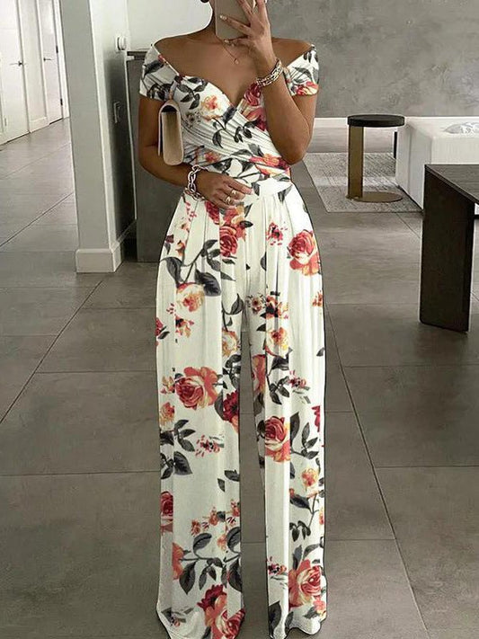 Women's Jumpsuits Temperament Casual Printing High Waist Off Shoulder Jumpsuit - Jumpsuits - Instastyled | Online Fashion Free Shipping Clothing, Dresses, Tops, Shoes - 20-30 - 22/12/2022 - color-black