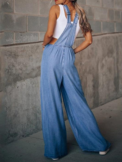 Women's Jumpsuits Wide-Leg Leisure Vacation Denim Jumpsuit - Jumpsuits & Rompers - INS | Online Fashion Free Shipping Clothing, Dresses, Tops, Shoes - 19/08/2021 - Bottom - Category_Jumpsuits & Rompers
