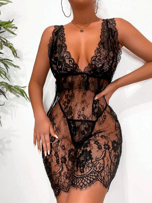 Women's Lingeries Deep V Neck Lace Sleeveless Underwear Set - Lingeries - Instastyled | Online Fashion Free Shipping Clothing, Dresses, Tops, Shoes - 07/05/2022 - 20-30 - All Accs & Jewelry