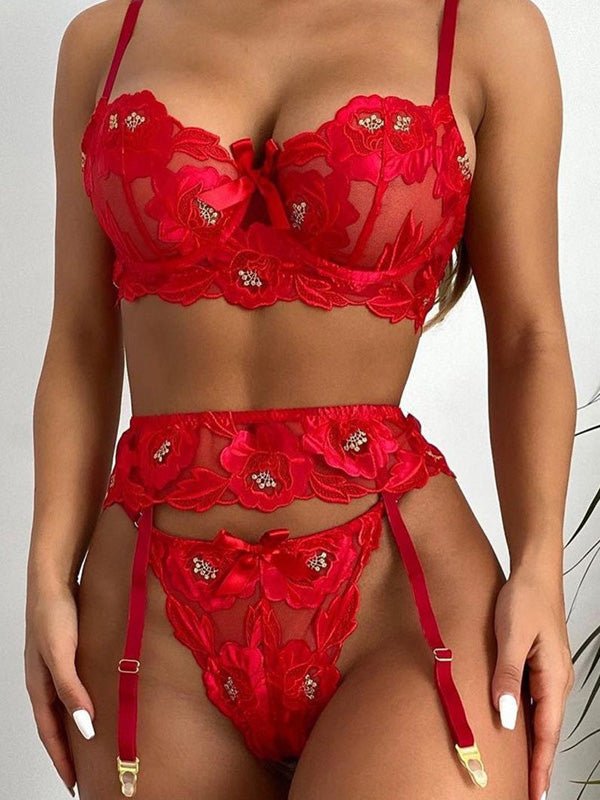 Women's Lingeries Floral Mesh Ultra-Thin Lace Underwear Set - Lingeries - Instastyled | Online Fashion Free Shipping Clothing, Dresses, Tops, Shoes - 15/02/2022 - 20-30 - All Accs & Jewelry