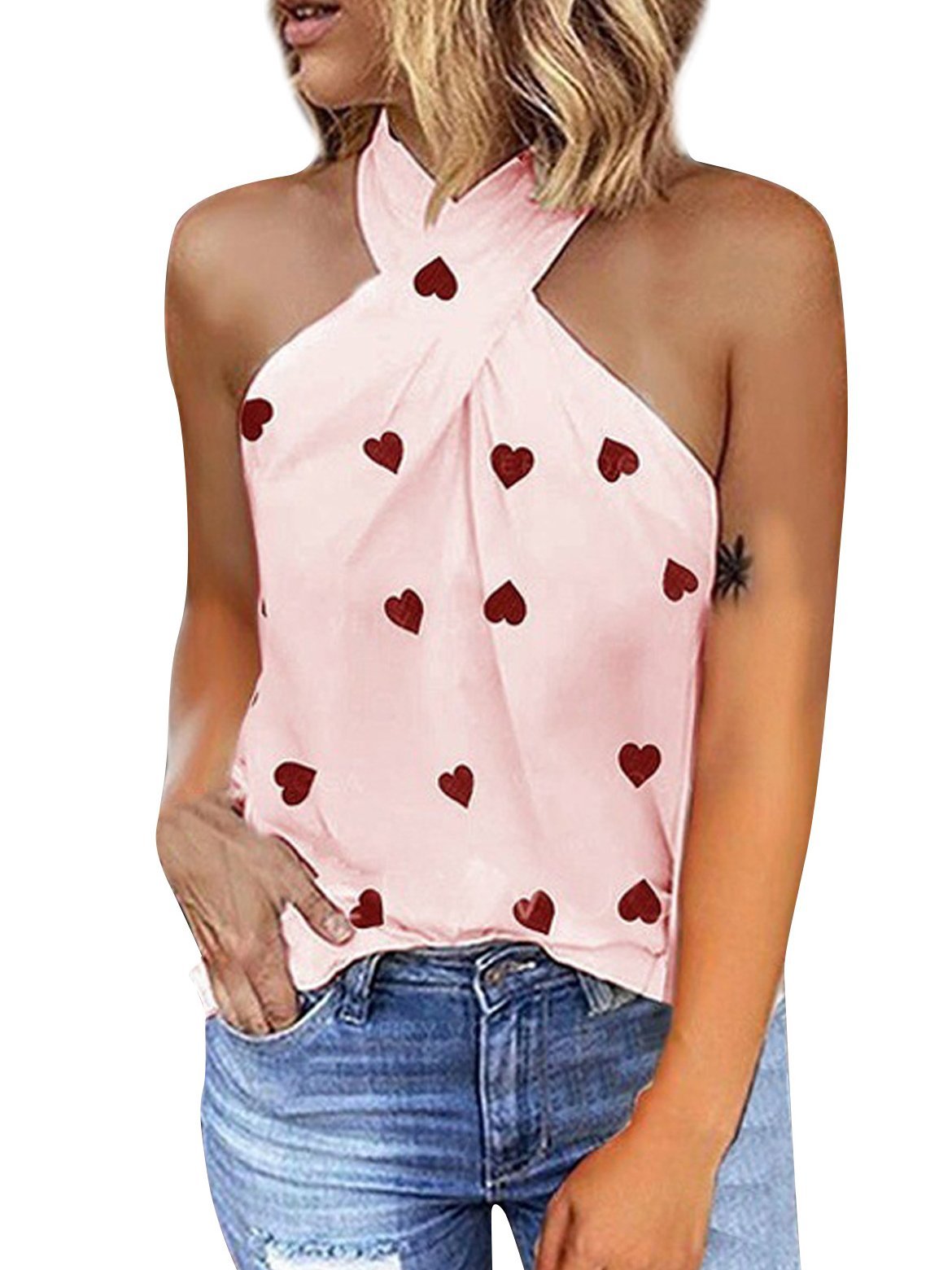 Women's Love Print Sleeveless Summer Tops - Tank Tops - INS | Online Fashion Free Shipping Clothing, Dresses, Tops, Shoes - 19/05/2021 - Color_Pink - Color_White