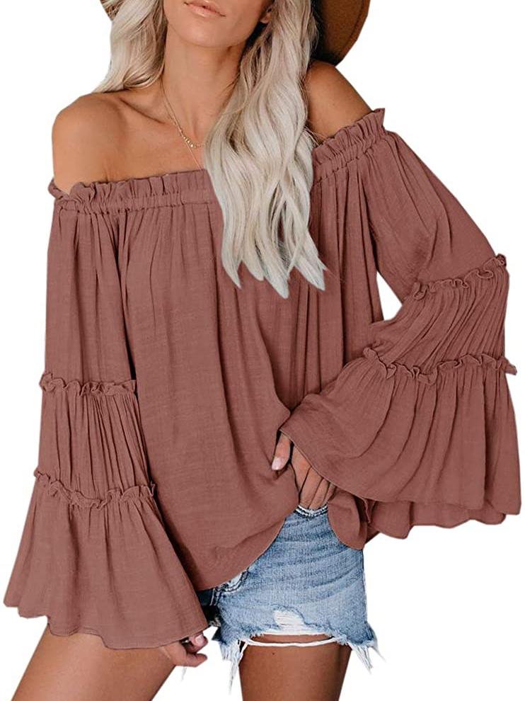 Womens Off The Shoulder Long Bell Sleeve Tops Flared Casual Loose Blouse - Blouse - INS | Online Fashion Free Shipping Clothing, Dresses, Tops, Shoes - 16/03/2021 - Black - Blouse