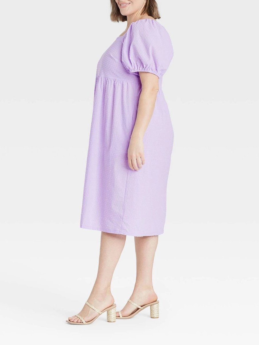 Women's Over Size Puff Trumpet Sleeve Dress - Midi Dresses - INS | Online Fashion Free Shipping Clothing, Dresses, Tops, Shoes - 19/04/2021 - 1904V3 - Category_Midi Dresses