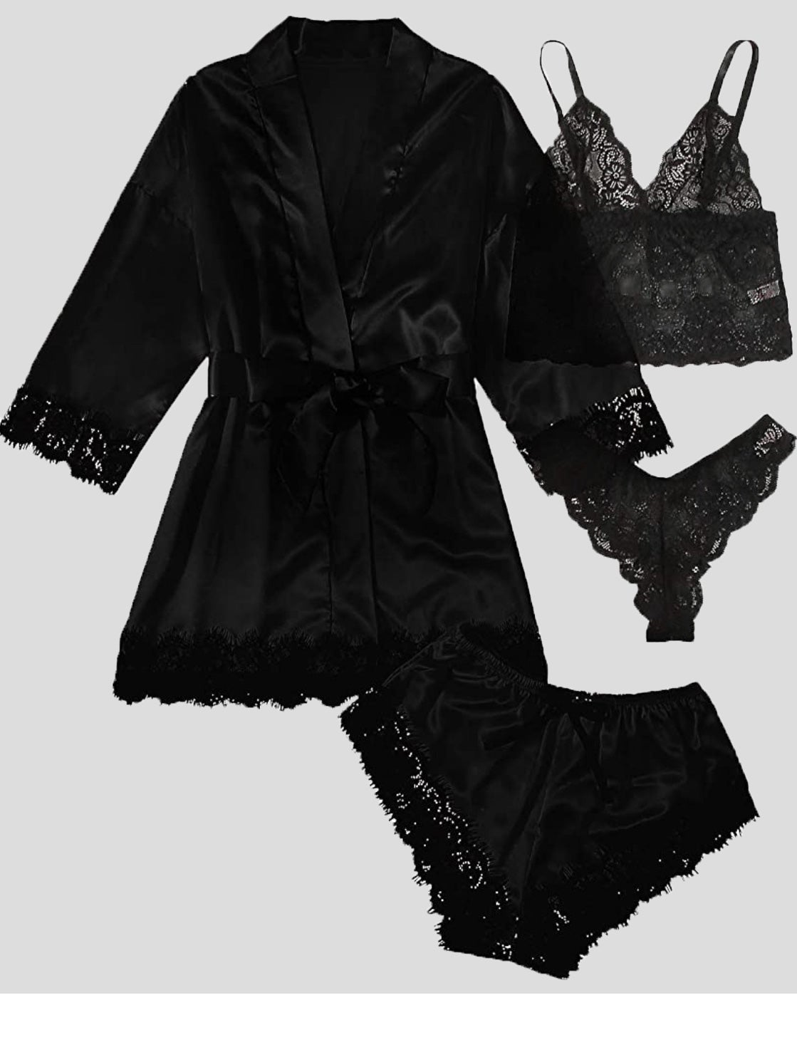 Women's Pajamas 4-Piece Lace Nightgown Suspender Pajama Set - Pajamas - Instastyled | Online Fashion Free Shipping Clothing, Dresses, Tops, Shoes - 17/12/2021 - 20-30 - Bottoms