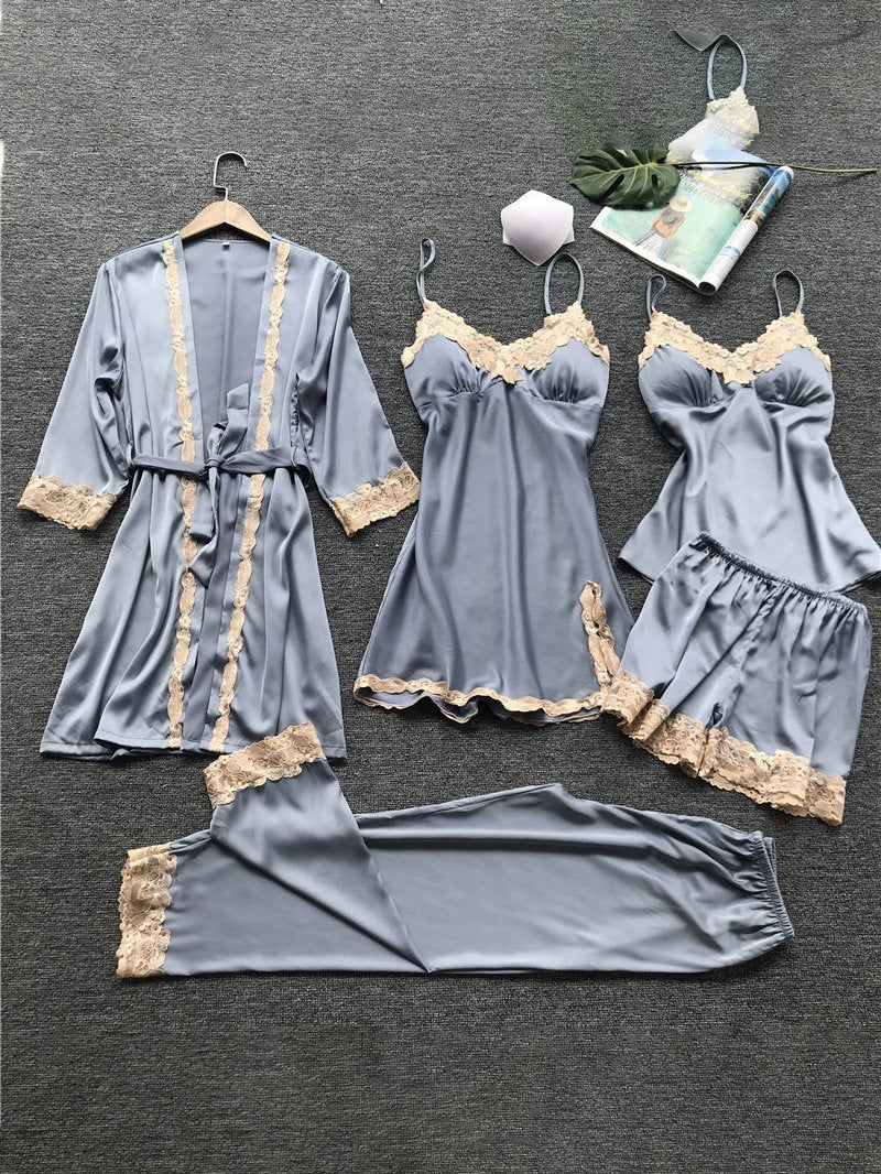 Women's Pajamas 5 Piece Chest Pad Nightgown Home Pajamas - Pajamas - INS | Online Fashion Free Shipping Clothing, Dresses, Tops, Shoes - 18/08/2021 - Bottom - color-blue
