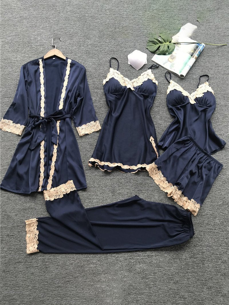 Women's Pajamas 5 Piece Chest Pad Nightgown Home Pajamas - Pajamas - INS | Online Fashion Free Shipping Clothing, Dresses, Tops, Shoes - 18/08/2021 - Bottom - color-blue