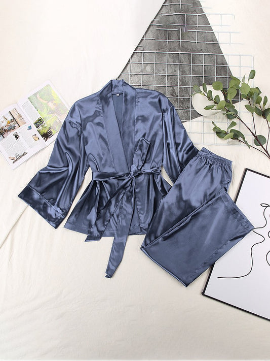 Women's Pajamas Long Sleeve Cardigan Lace Nightgown Loose Pants Pajama Set - Pajamas - INS | Online Fashion Free Shipping Clothing, Dresses, Tops, Shoes - 18/08/2021 - 30-40 - Bottom