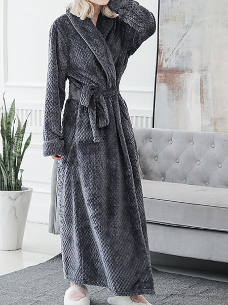 Women's Pajamas Solid Flannel Lapel Tie Pajama - Pajamas - Instastyled | Online Fashion Free Shipping Clothing, Dresses, Tops, Shoes - 24/09/2022 - bottoms - color-black