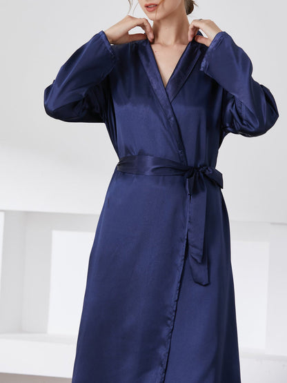 Women's Pajamas Trim And Full Length Acetate Silk Nightgown - Pajamas - Instastyled | Online Fashion Free Shipping Clothing, Dresses, Tops, Shoes - 18/12/2021 - Bottoms - Color_Blue