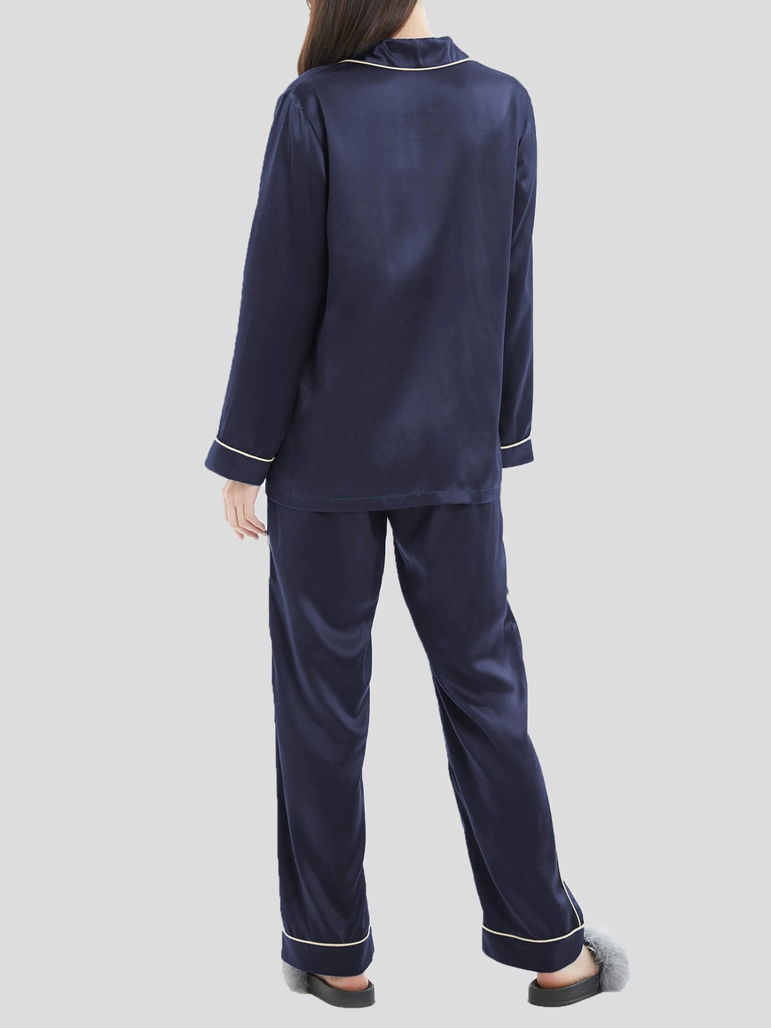 Women's Pajamas Two-Piece Acetate Silk Pajamas Set - Pajamas - Instastyled | Online Fashion Free Shipping Clothing, Dresses, Tops, Shoes - 18/12/2021 - Bottoms - Color_Blue