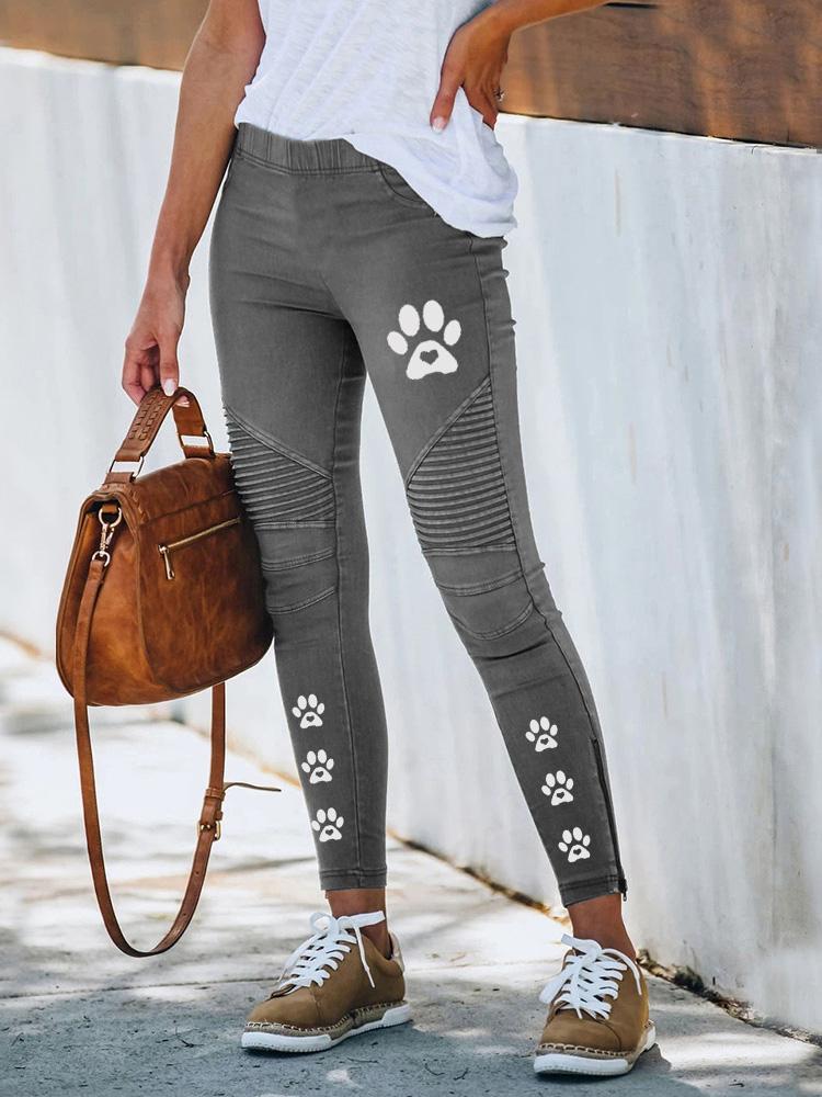 Women's Pants Animal Footprint Print Casual Pants - Pants - INS | Online Fashion Free Shipping Clothing, Dresses, Tops, Shoes - 13/09/2021 - 20-30 - Bottom