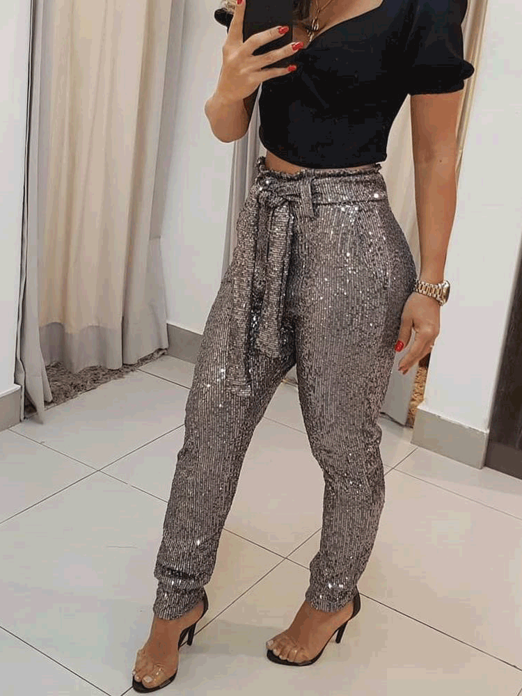 Women's Pants Belted Sequin Pocket Harem Pants - Pants - Instastyled | Online Fashion Free Shipping Clothing, Dresses, Tops, Shoes - 10/01/2022 - 30-40 - Bottoms