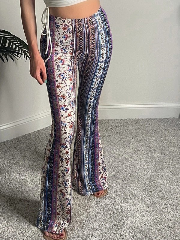 Women's Pants Bohemian Printed Slim Fit Micro Flared Pants - Pants - Instastyled | Online Fashion Free Shipping Clothing, Dresses, Tops, Shoes - 14/02/2022 - 30-40 - Bottoms