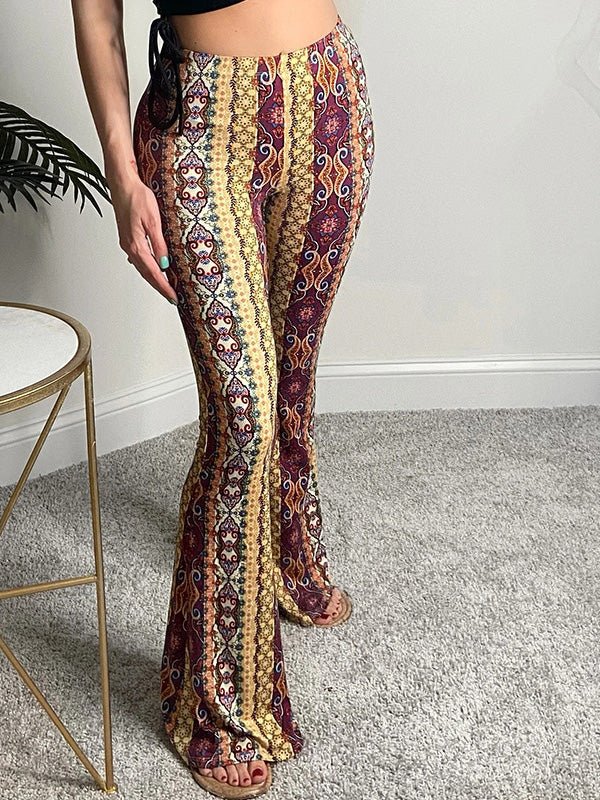 Women's Pants Bohemian Printed Slim Fit Micro Flared Pants - Pants - Instastyled | Online Fashion Free Shipping Clothing, Dresses, Tops, Shoes - 14/02/2022 - 30-40 - Bottoms