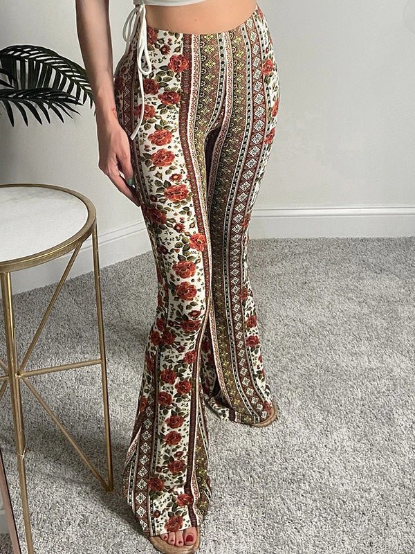 Women's Pants Bohemian Printed Slim Fit Micro Flared Pants - Pants - Instastyled | Online Fashion Free Shipping Clothing, Dresses, Tops, Shoes - 14/02/2022 - 30-40 - Bottoms