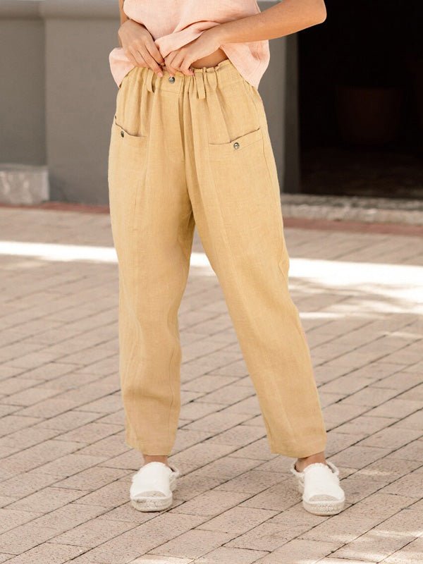 Women's Pants Button Pocket Elastic Waist Casual Pants - Pants - Instastyled | Online Fashion Free Shipping Clothing, Dresses, Tops, Shoes - 20-30 - 30/04/2022 - BOT2204291121