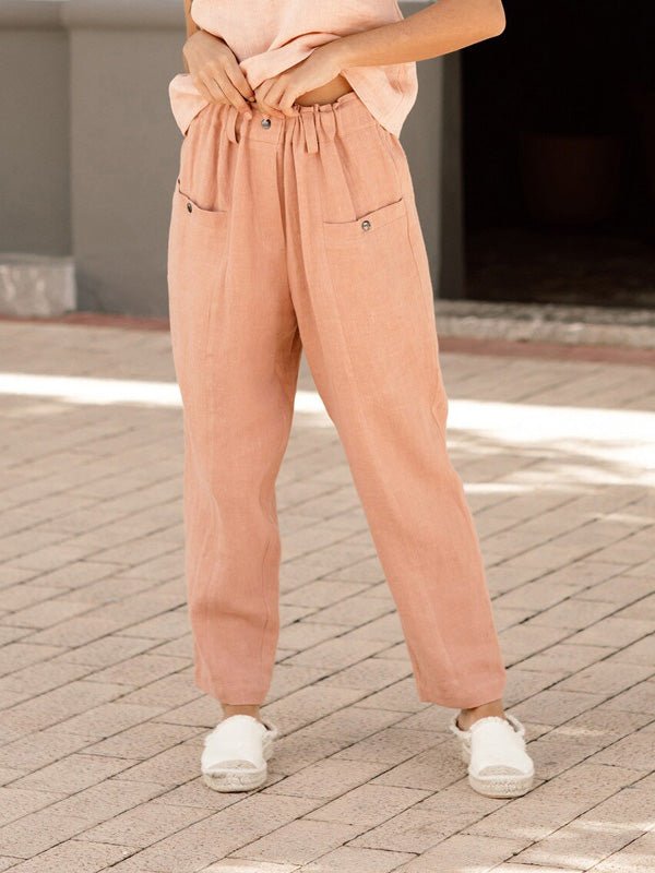 Women's Pants Button Pocket Elastic Waist Casual Pants - Pants - Instastyled | Online Fashion Free Shipping Clothing, Dresses, Tops, Shoes - 20-30 - 30/04/2022 - BOT2204291121