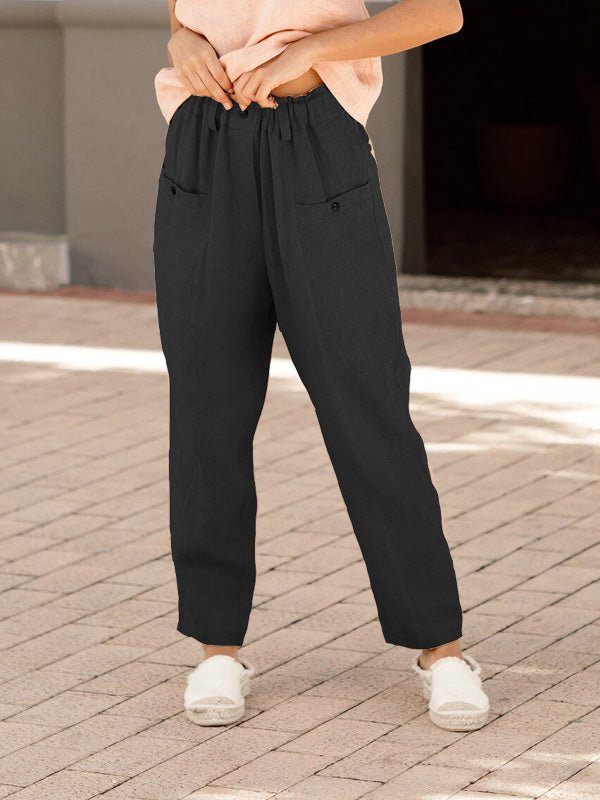 Women's Pants Button Pocket Elastic Waist Casual Pants - Pants - Instastyled | Online Fashion Free Shipping Clothing, Dresses, Tops, Shoes - 20-30 - 30/04/2022 - BOT2204291121