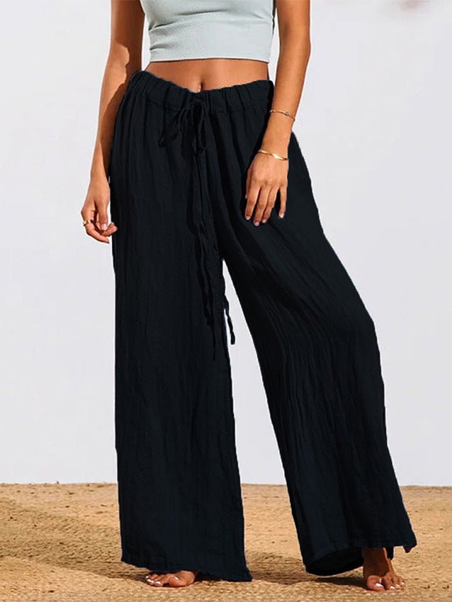 Women's Pants Casual High Waist Drawstring Straight Leg Pants - Pants - Instastyled | Online Fashion Free Shipping Clothing, Dresses, Tops, Shoes - 17/06/2022 - Bottoms - Color_Black