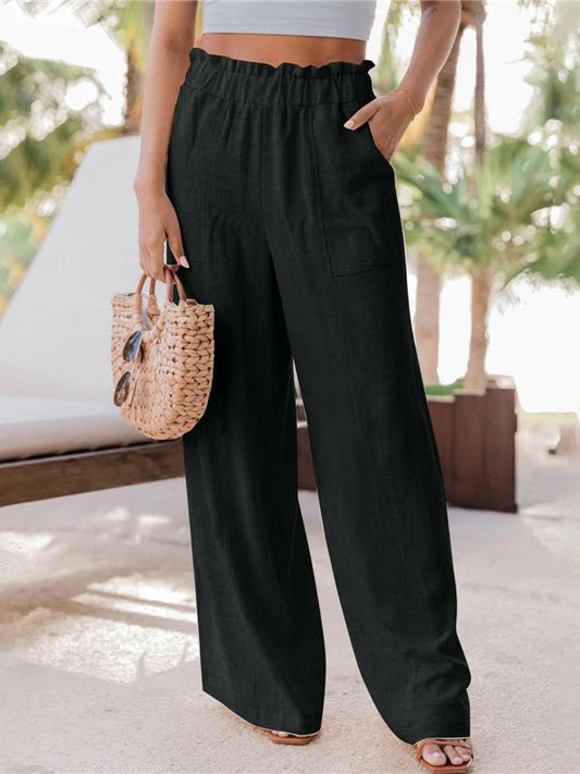 Women's Pants Casual Ruffled Patch Pocket Wide-Leg Pants - Pants - Instastyled | Online Fashion Free Shipping Clothing, Dresses, Tops, Shoes - 20-30 - 28/04/2022 - Bottoms