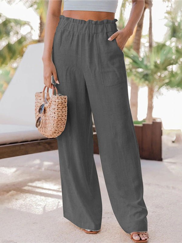 Women's Pants Casual Ruffled Patch Pocket Wide-Leg Pants - Pants - Instastyled | Online Fashion Free Shipping Clothing, Dresses, Tops, Shoes - 20-30 - 28/04/2022 - Bottoms