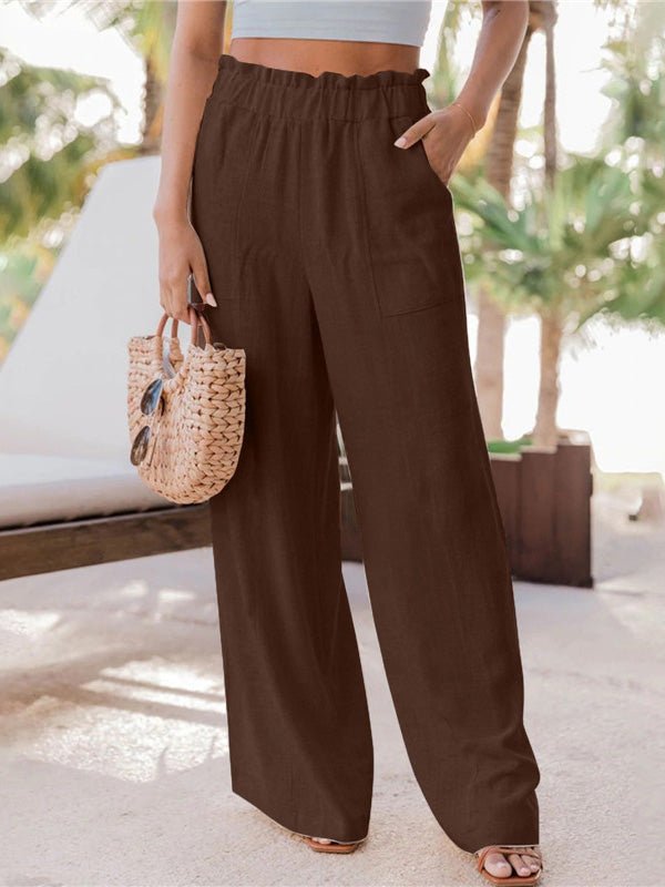 Women's Pants Casual Ruffled Patch Pocket Wide-Leg Pants - Pants - Instastyled | Online Fashion Free Shipping Clothing, Dresses, Tops, Shoes - 20-30 - 28/04/2022 - Bottoms