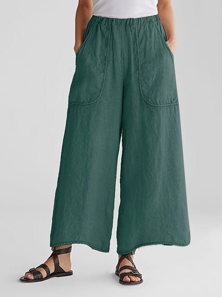 Women's Pants Casual Slip Pocket Cotton And Linen Wide Leg Pants - Pants - Instastyled | Online Fashion Free Shipping Clothing, Dresses, Tops, Shoes - 09/07/2022 - 20-30 - Bottoms