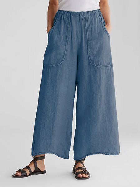 Women's Pants Casual Slip Pocket Cotton And Linen Wide Leg Pants - Pants - Instastyled | Online Fashion Free Shipping Clothing, Dresses, Tops, Shoes - 09/07/2022 - 20-30 - Bottoms