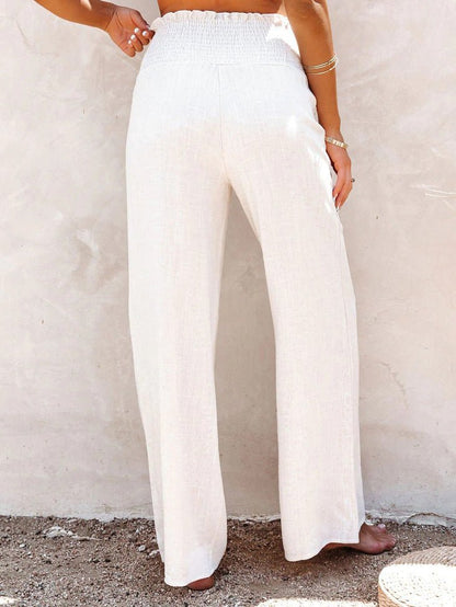 Women's Pants Casual Solid Button Elastic Wide Leg Pants - Pants - Instastyled | Online Fashion Free Shipping Clothing, Dresses, Tops, Shoes - 20-30 - 21/03/2022 - Bottoms