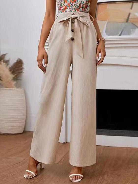 Women's Pants Casual Solid Button Lace Up Wide Leg Pants - Pants - Instastyled | Online Fashion Free Shipping Clothing, Dresses, Tops, Shoes - 20-30 - 21/06/2022 - Bottoms