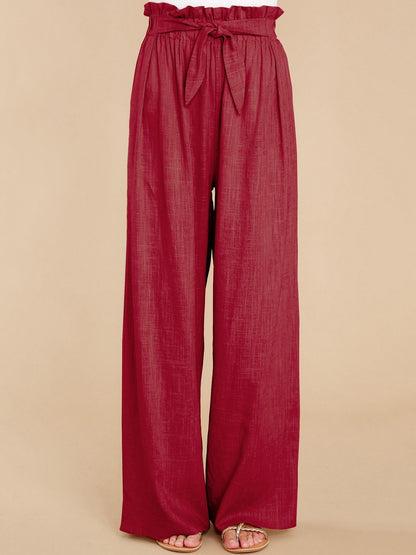 Women's Pants Casual Solid Cotton Belted Wide-Leg Pants - Pants - INS | Online Fashion Free Shipping Clothing, Dresses, Tops, Shoes - 20-30 - 31/08/2021 - Bottom