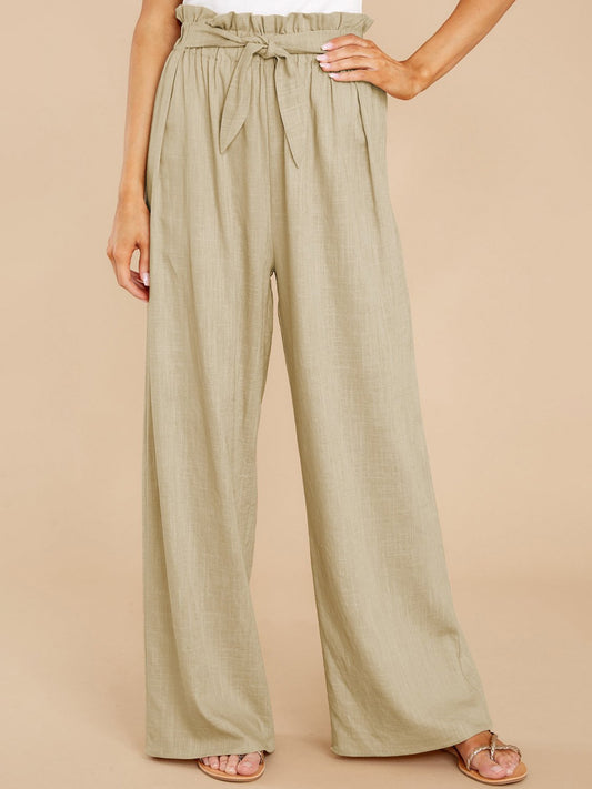 Women's Pants Casual Solid Cotton Belted Wide-Leg Pants - Pants - INS | Online Fashion Free Shipping Clothing, Dresses, Tops, Shoes - 20-30 - 31/08/2021 - Bottom