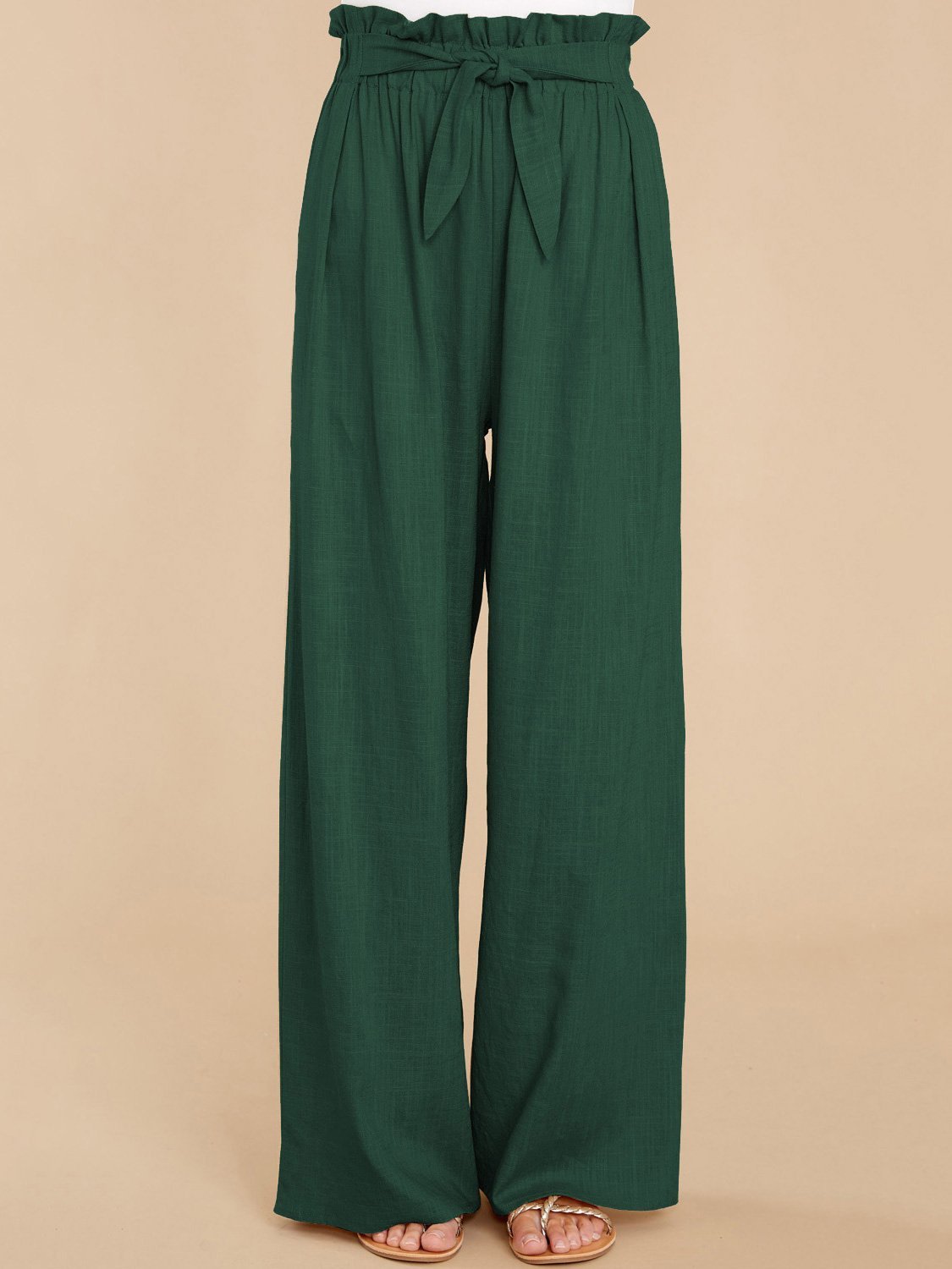 Women's Pants Casual Solid Cotton Belted Wide-Leg Pants - Pants - INS | Online Fashion Free Shipping Clothing, Dresses, Tops, Shoes - 20-30 - 31/08/2021 - Bottom