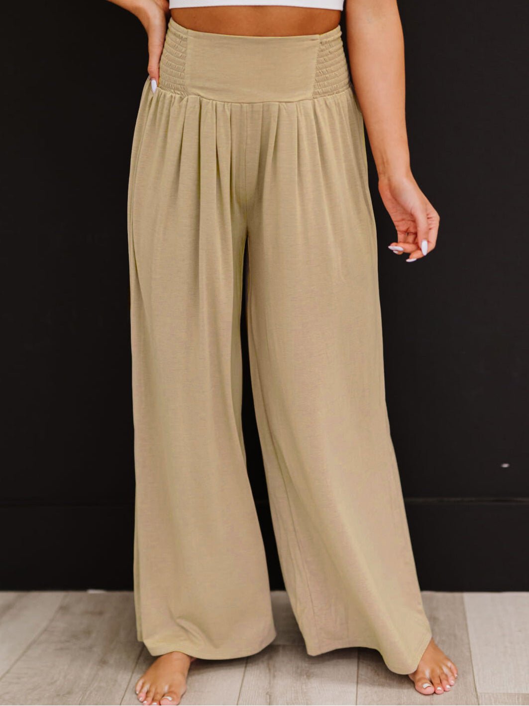 Women's Pants Casual Solid Elastic High Waist Wide Leg Pants - Pants - Instastyled | Online Fashion Free Shipping Clothing, Dresses, Tops, Shoes - 09/08/2022 - Bottoms - Color_Black