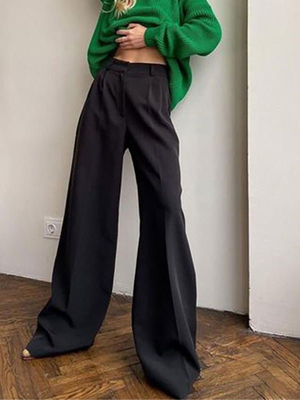 Women's Pants Casual Solid High Waist Wide Leg Pants - Pants - Instastyled | Online Fashion Free Shipping Clothing, Dresses, Tops, Shoes - 30-40 - 30/08/2022 - bottoms