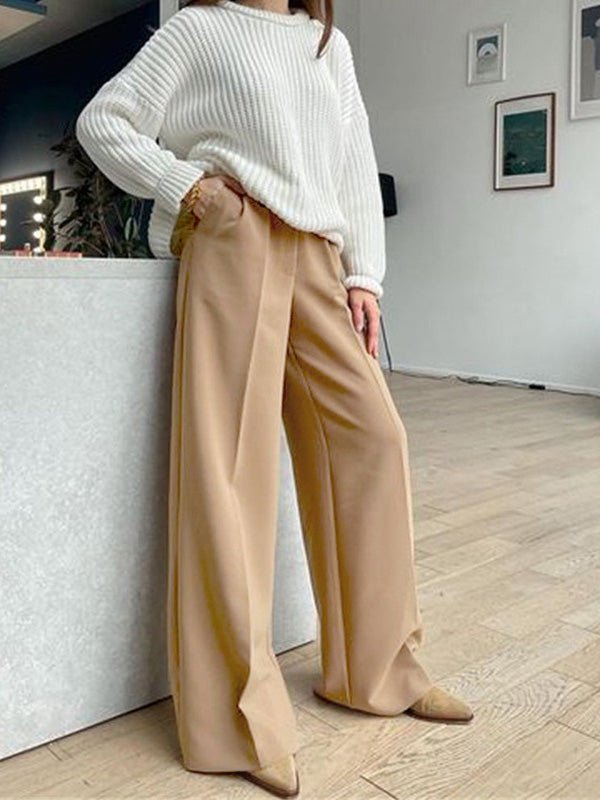 Women's Pants Casual Solid High Waist Wide Leg Pants - Pants - Instastyled | Online Fashion Free Shipping Clothing, Dresses, Tops, Shoes - 30-40 - 30/08/2022 - bottoms